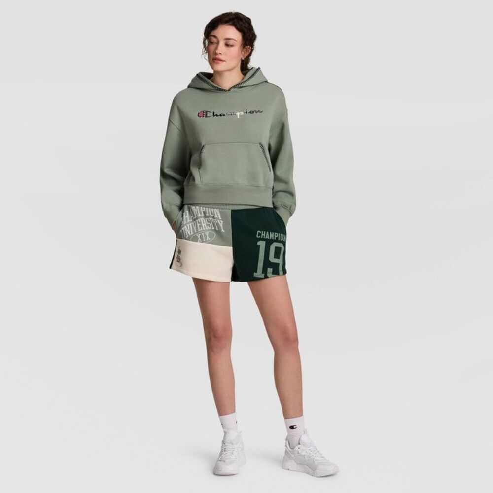 Champion Women's Fleece Patchwork Hoodie - Lilypad M